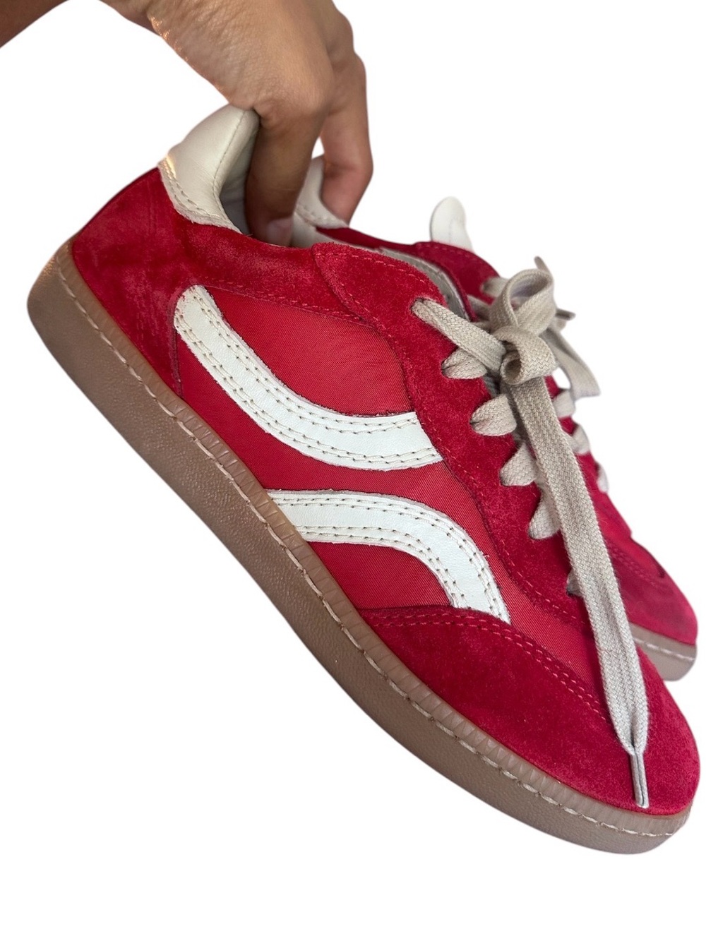 Dolce Vita Red Suede & White Accent Sneakers